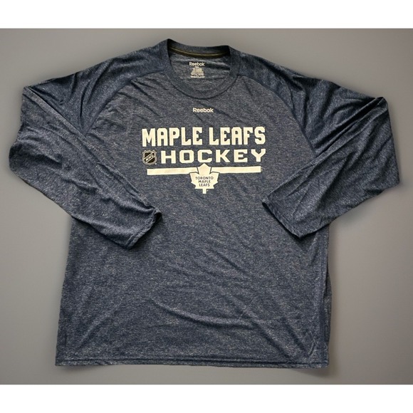 Toronto Maple Leafs Reebok Playdry Long Sleeve Shirt NHL Blue Logo 2XL JBHS - Picture 1 of 10